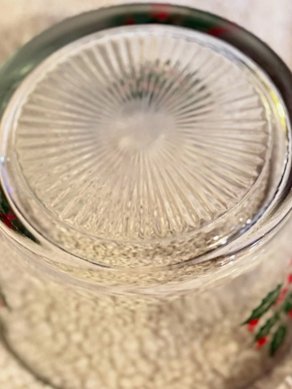 Vintage Indiana Glass Christmas Holly & Berries Ice Bucket Serving Bowl 7